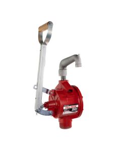 Fill-Rite FR151 manual hand-operated fuel transfer pump for diesel gasoline oils and more. Left side view.