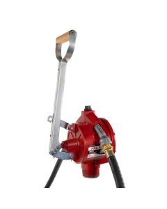 Fill-Rite FR152 manual hand-operated fuel transfer pump for diesel gasoline oils and more. Left side view.