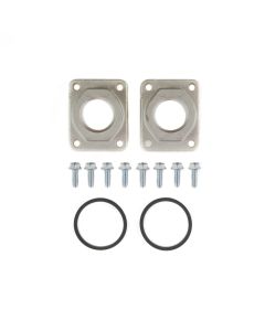 Fill-Rite KIT900PF1N replacement 1 inch nickel-plated flanges for Fill-Rite 900 Series flow meters. Flat lay view.