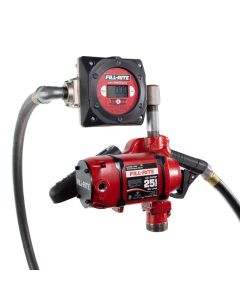 Fill-Rite NX25-120NB-AB 115V AC 25 GPM fuel transfer pump for diesel gasoline and more. Left side view.