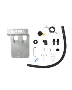 Sotera KITS400IBC kit for mounting Sotera 400 Series chemical pump to IBC totes. Flat lay view.