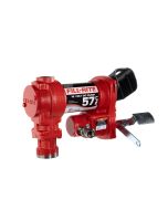 Fill-Rite FR1205HE 12V DC 15 GPM fuel transfer pump for diesel gasoline and more. Left side view.