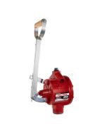 Fill-Rite FR150 manual hand-operated fuel transfer pump for diesel gasoline oils and more. Left side view.