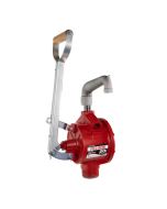 Fill-Rite FR151 manual hand-operated fuel transfer pump for diesel gasoline oils and more. Left side view.