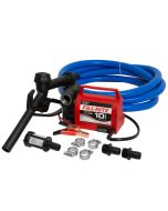 Fill-Rite FR1614 12V DC 10 GPM portable fuel transfer pump with accessories for diesel fuel only.