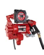 Fill-Rite FR319VB 115-230V AC 35 GPM fuel transfer pump with accessories for diesel and more. Left side view.