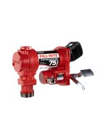 Fill-Rite FR4405HE 24V DC 20 GPM fuel transfer pump for diesel gasoline and more. Left side view.